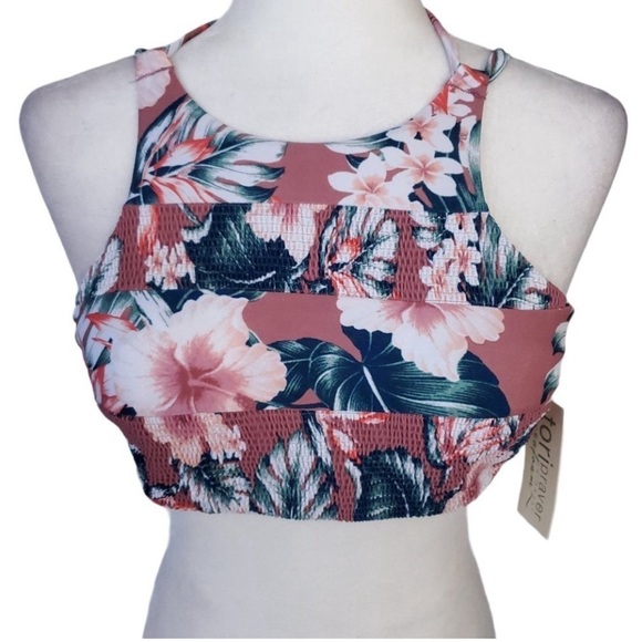 Tori Praver Seafoam Swimwear High Neck Floral Size S - Picture 2 of 6